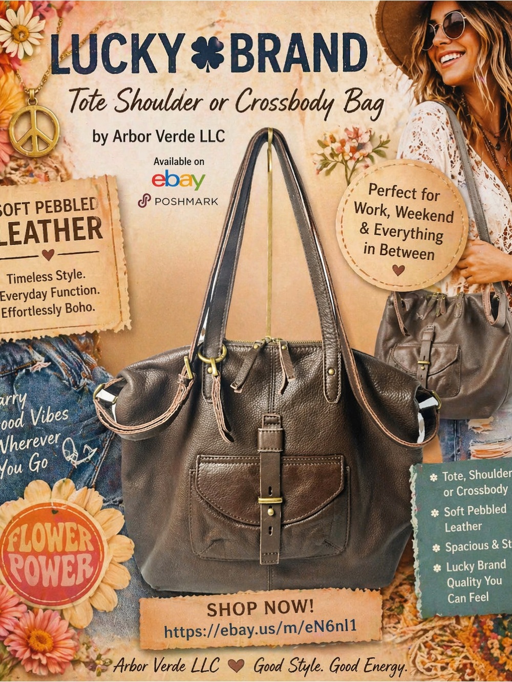 Lucky Brand hobo oversized Leather Brown shoulder or crossbody bag Perfect Soft